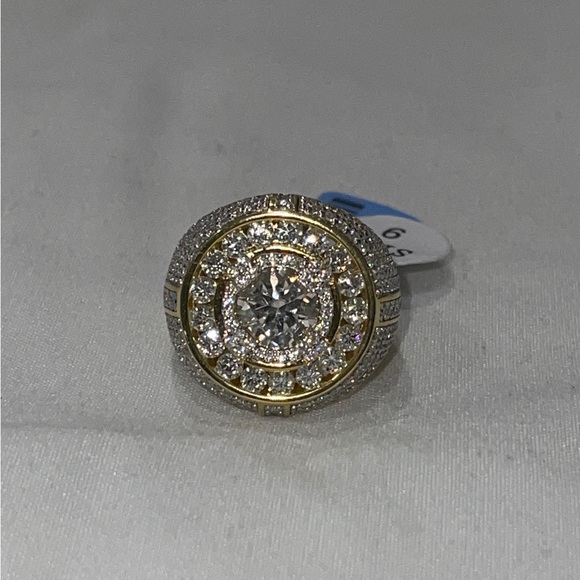 VS D Clarity GRA Certified Mens Iced out Ring 14k Gold Vermeil Lab Grown Diamond - Picture 3 of 13